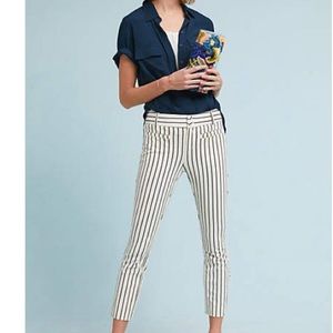 Anthropologie Essential Striped Slim Crop Trouser